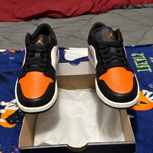 Jordan Men's Black and Orange Low-Top Sneakers